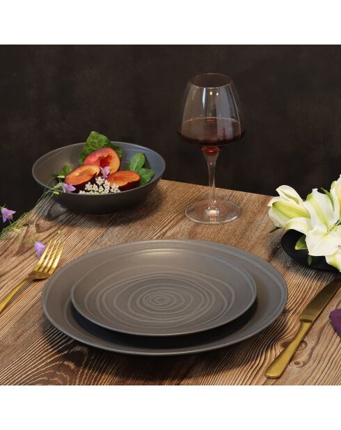 6 Assiettes gourmet Vibe grises - D.25 cm
