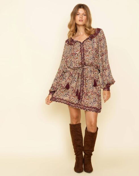 Robe Eloge print taran bordeaux