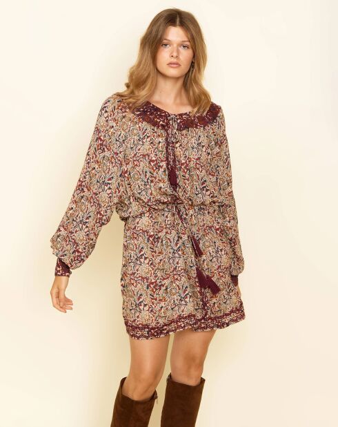 Robe Eloge print taran bordeaux