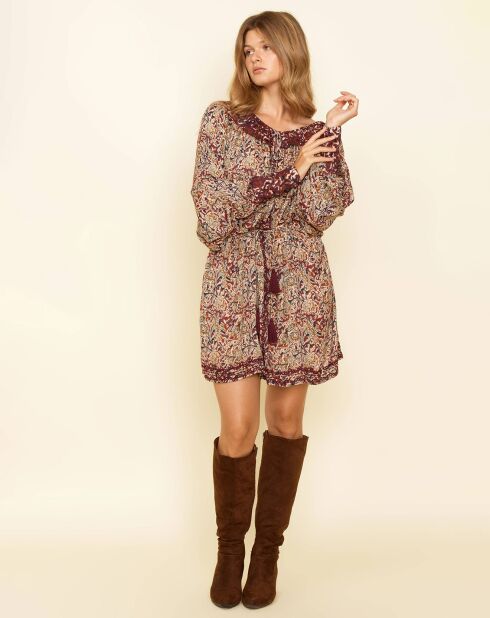 Robe Eloge print taran bordeaux