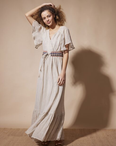 Robe en Lin & Coton Kat beige/doré