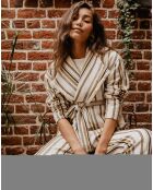 Pantalon Nomadic rayé écru/multicolore