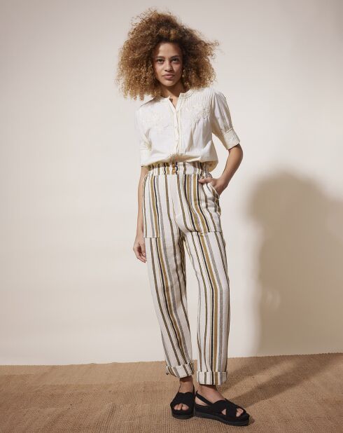 Pantalon Nomadic rayé écru/multicolore