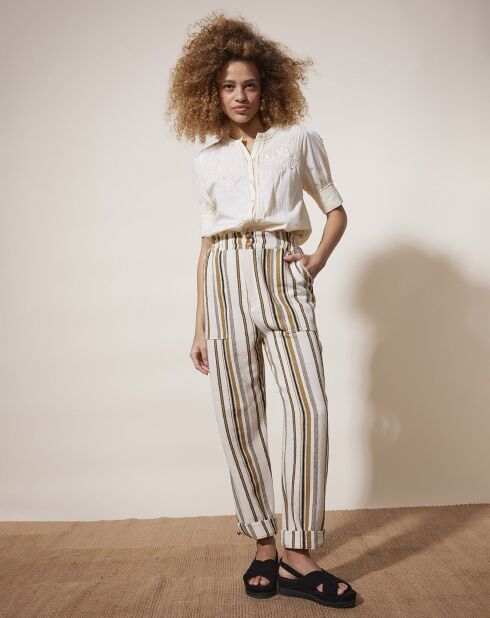 Pantalon Nomadic rayé écru/multicolore