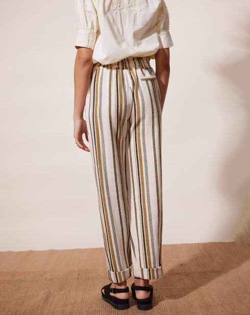 Pantalon Nomadic rayé écru/multicolore