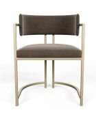 Chaise Ava Velours pieds dorés gris taupe - 76x56x49.5 cm