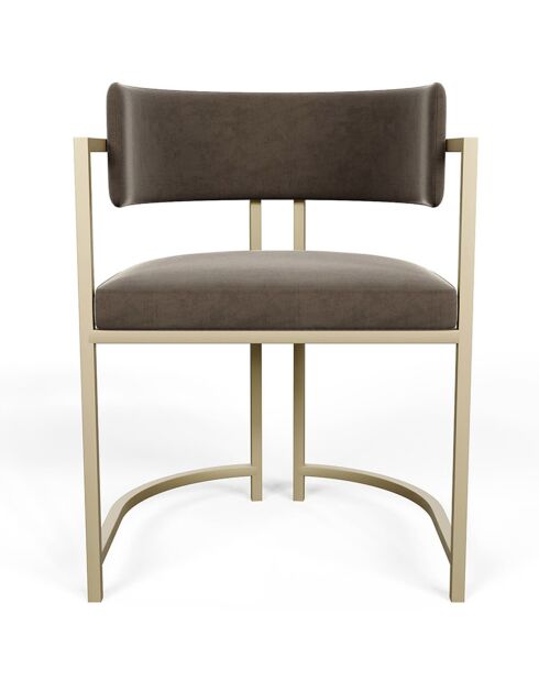 Chaise Ava Velours pieds dorés gris taupe - 76x56x49.5 cm