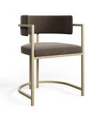 Chaise Ava Velours pieds dorés gris taupe - 76x56x49.5 cm