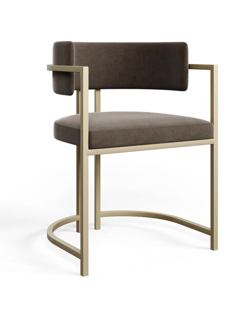 Chaise Ava Velours pieds dorés gris taupe - 76x56x49.5 cm