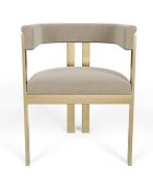 Chaise Grace Velours pieds dorés taupe - 74x59x54 cm