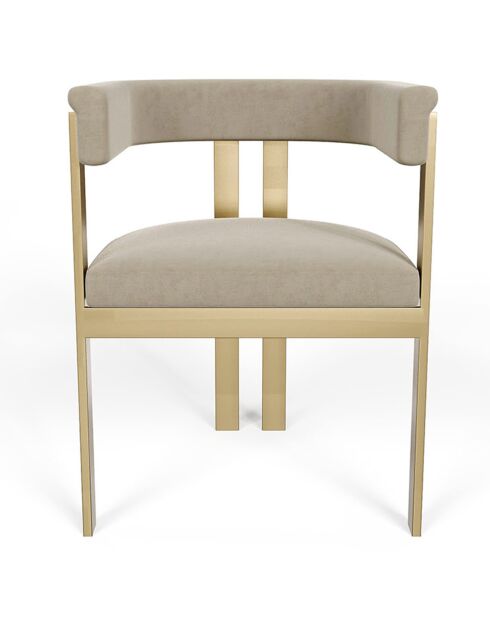 Chaise Grace Velours pieds dorés taupe - 74x59x54 cm