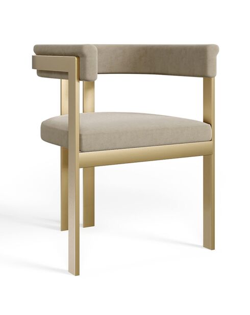 Chaise Grace Velours pieds dorés taupe - 74x59x54 cm