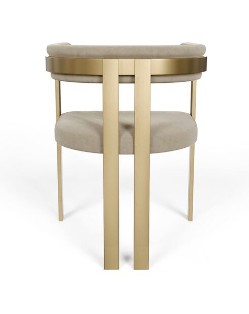 Chaise Grace Velours pieds dorés taupe - 74x59x54 cm