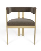 Chaise Grace Velours pieds dorés gris/taupe - 74x59x54 cm