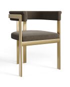 Chaise Grace Velours pieds dorés gris/taupe - 74x59x54 cm