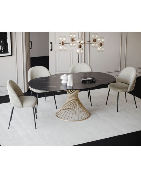 Table extensible Moon XL Marbre noir carrara noir/doré - 76x150-180-210x150 cm