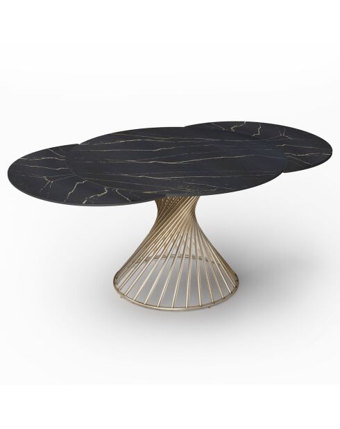 Table extensible Moon XL Marbre noir carrara noir/doré - 76x150-180-210x150 cm