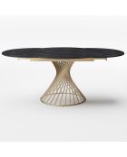 Table extensible Moon XL Marbre noir carrara noir/doré - 76x150-180-210x150 cm