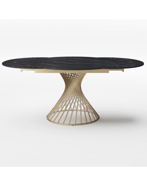 Table extensible Moon XL Marbre noir carrara noir/doré - 76x150-180-210x150 cm