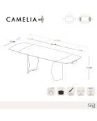Table extensible Camélia Carrara verre trempé XL noir/doré - 76x200-250-300x90 cm