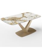 Table extensible Lys Pandora verre trempé XL doré - 76x200-250-300x90 cm