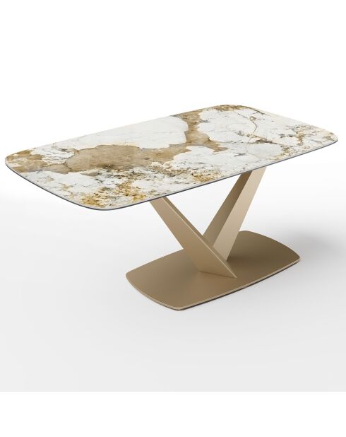 Table extensible Lys Pandora verre trempé XL doré - 76x200-250-300x90 cm