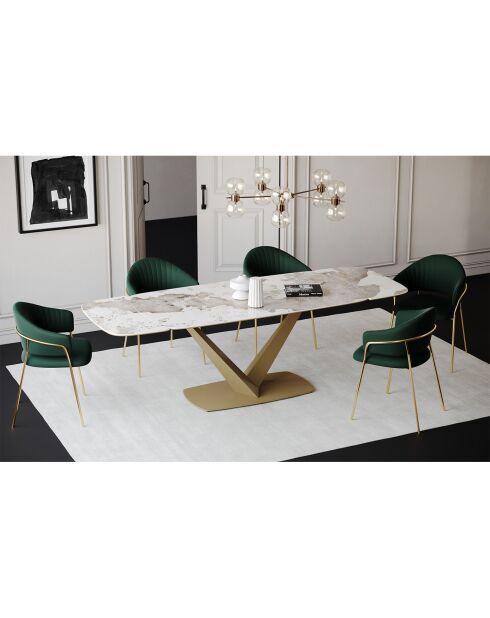 Table extensible Lys Pandora verre trempé XL doré - 76x200-250-300x90 cm
