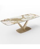 Table extensible Lys Pandora verre trempé XL doré - 76x200-250-300x90 cm