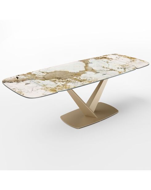 Table extensible Lys Pandora verre trempé XL doré - 76x200-250-300x90 cm