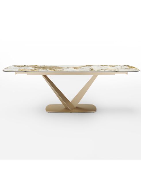 Table extensible Lys Pandora verre trempé XL doré - 76x200-250-300x90 cm