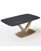 Table extensible Lys Marbre carrara verre trempé XL noir/doré - 76x200-250-300x90 cm