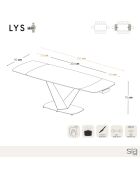 Table extensible Lys Marbre carrara verre trempé XL noir/doré - 76x200-250-300x90 cm