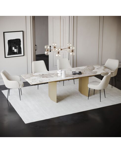Table extensible Rose Pandora XL dorée - 76x200-250-300x90 cm