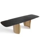 Table extensible Camélia Marbre noir carrara noir/doré - 76x160-200-240x90 cm