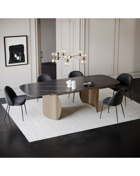 Table extensible Camélia Marbre noir carrara noir/doré - 76x160-200-240x90 cm