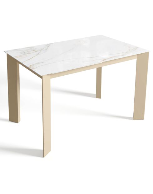 Table extensible Arum Carrara blanc/doré - 76x120-170x80 cm