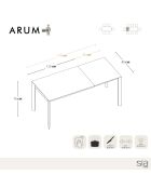 Table extensible Arum Carrara blanc/doré - 76x120-170x80 cm