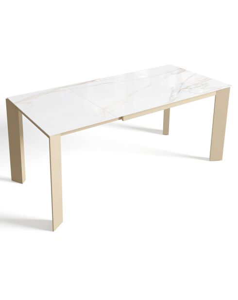 Table extensible Arum Carrara blanc/doré - 76x120-170x80 cm