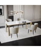 Table extensible Arum Carrara blanc/doré - 76x120-170x80 cm