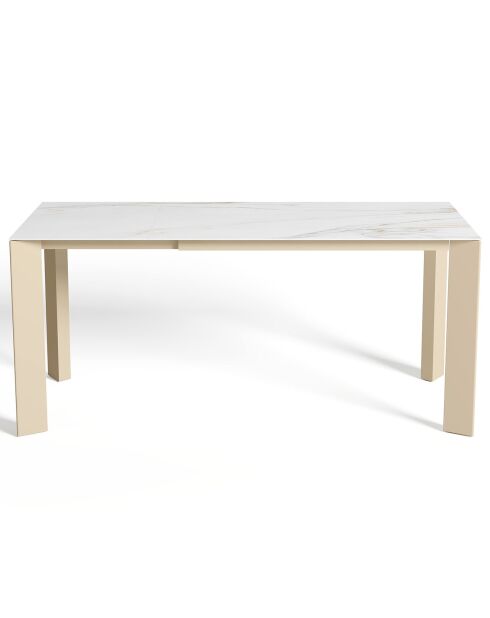 Table extensible Arum Carrara blanc/doré - 76x120-170x80 cm