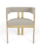 Chaise Grace Bouclette pieds dorés taupe - 74x59x54 cm