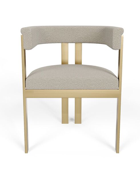 Chaise Grace Bouclette pieds dorés taupe - 74x59x54 cm