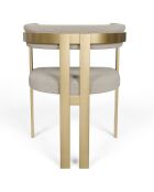 Chaise Grace Bouclette pieds dorés taupe - 74x59x54 cm