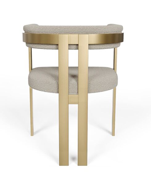 Chaise Grace Bouclette pieds dorés taupe - 74x59x54 cm