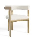 Chaise Grace Bouclette pieds dorés blanche - 74x59x54 cm