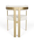 Chaise Grace Bouclette pieds dorés blanche - 74x59x54 cm