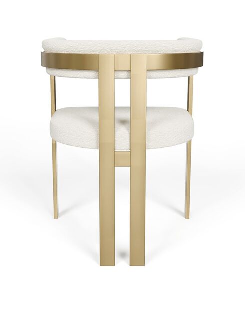 Chaise Grace Bouclette pieds dorés blanche - 74x59x54 cm
