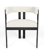 Chaise Grace Bouclette pieds Noirs blanche - 74x59x54 cm