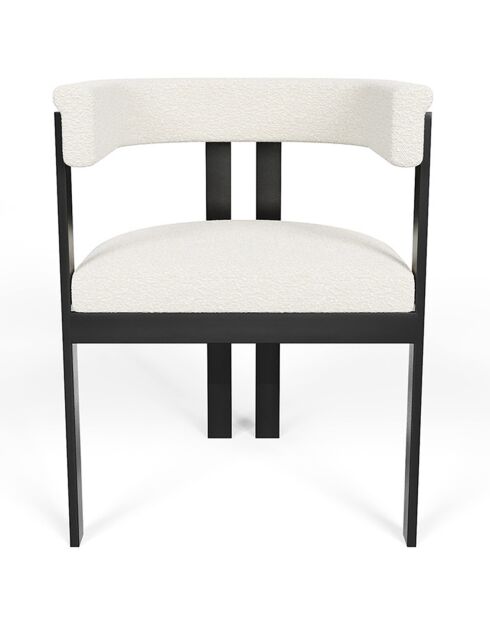 Chaise Grace Bouclette pieds Noirs blanche - 74x59x54 cm