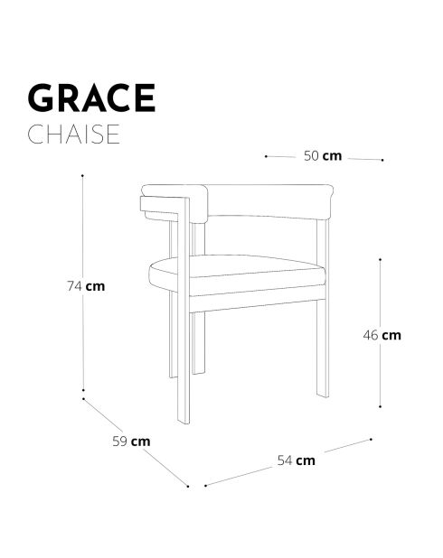 Chaise Grace Bouclette pieds Noirs blanche - 74x59x54 cm